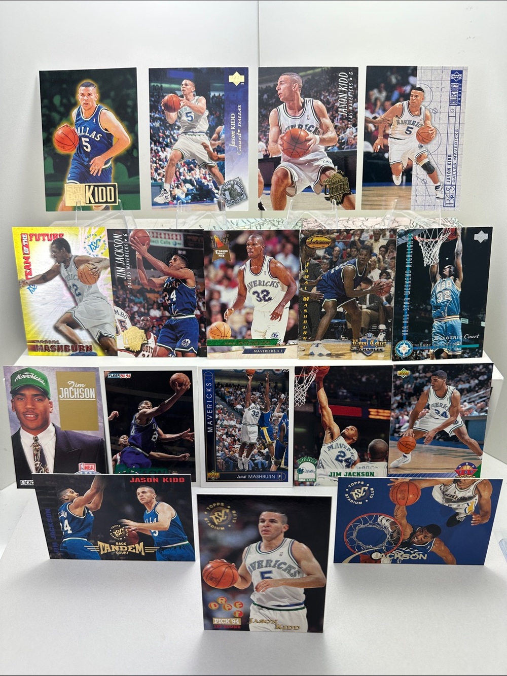 5 Jason Kidd Rookies w/ Jamal Mashburn/Jim Jackson rookies Mavericks lot of 17